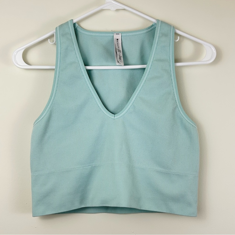 Athleta Aqua Aurora Ribbed V-Neck Cropped Tank Size Large